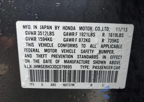 2013 Honda Fit z USA, uszkodzony, nr VIN JHMGE8H33DC079695